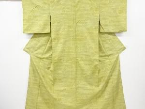 アンティーク　流水に草花模様織り出し手織り紬着物